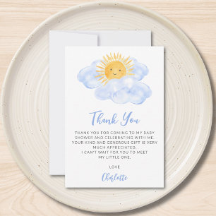 Tarjeta De Agradecimiento Chico Ducha de Bebé Un Pequeño Rayo de Sol