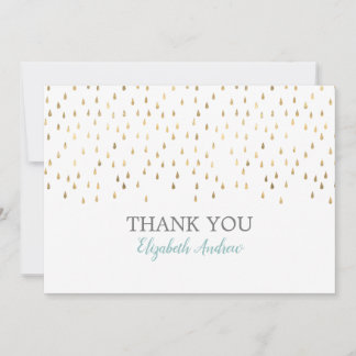 Tarjeta De Agradecimiento Chico Elegante Azul Bebé y Lluvia de Oro Shower de