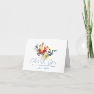 Tarjeta De Agradecimiento Chico embarazada y junto a la piscina Baby Shower