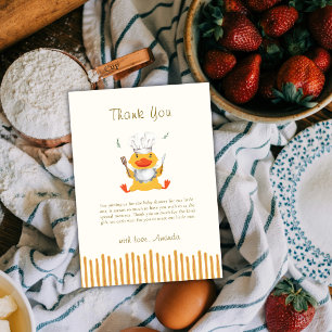 Tarjeta De Agradecimiento Chico Kawaii Cría de Pato Chef Baby Shower