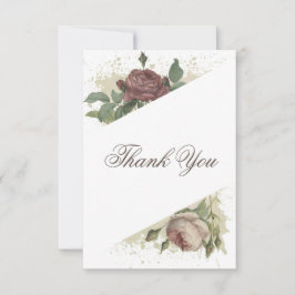 Tarjeta De Agradecimiento Chico Lluvia Floral Moderno Burgundy Marsala Baby 