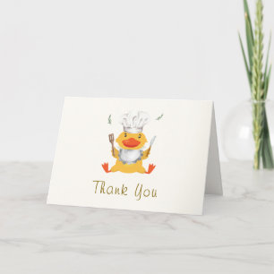 Tarjeta De Agradecimiento Chico Pato Chef Baño de Bebé Caprichoso