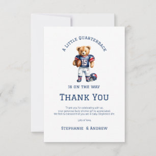 Tarjeta De Agradecimiento Chico Quarterback Está En Camino Baby Shower
