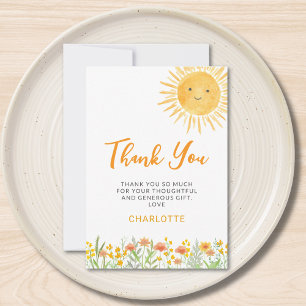 Tarjeta De Agradecimiento Chico Rayo De Sol Baby Shower