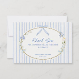 Tarjeta De Agradecimiento Chico Shower Cottage Azul