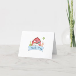 Tarjeta De Agradecimiento Chicos Azul Granja de Barnyard Cumpleaños