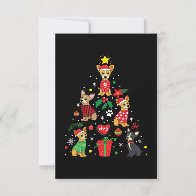 Tarjeta De Agradecimiento Chihuahua Christmas Ornament Tree (Anverso)