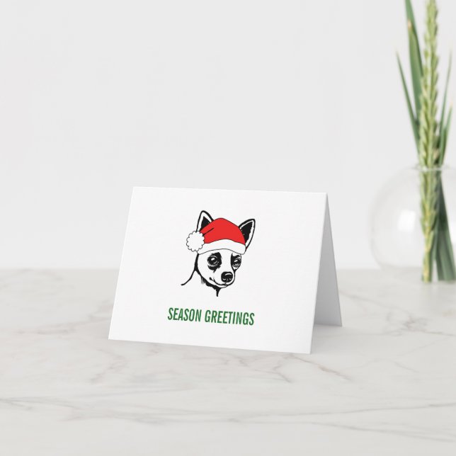 Tarjeta De Agradecimiento Chihuahua Santa Hat (Anverso)