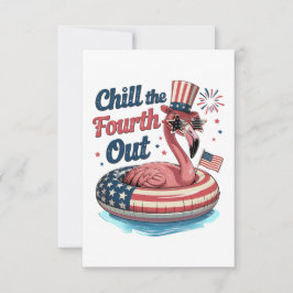 Tarjeta De Agradecimiento Chill The Fourth Out Funny 4th of July Flamingo