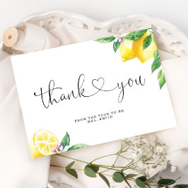 Tarjeta De Agradecimiento Chimenea de boda de acuarela de limón