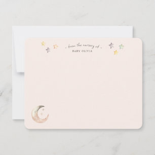 Tarjeta De Agradecimiento Chimenea Luna y Estrellas Rosa Ducha de la Niña Be
