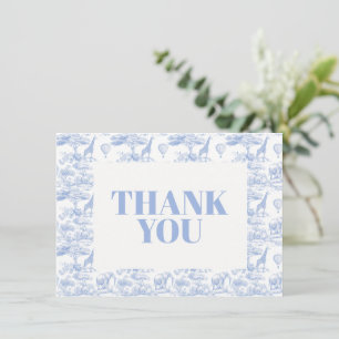 Tarjeta De Agradecimiento Chinoiserie Azul Toile de Jouy Baby Shower