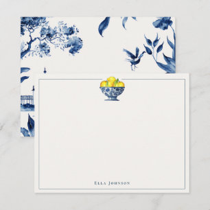 Tarjeta De Agradecimiento Chinoiserie azul y blanco