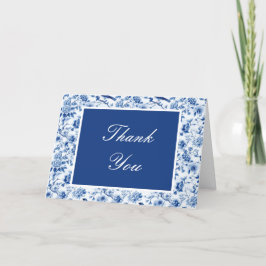 Tarjeta De Agradecimiento Chinoiserie Blue Birds and Flowers Baby Shower