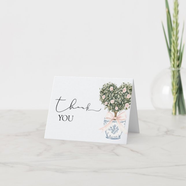 Tarjeta De Agradecimiento Chinoiserie Blush Pink Shower Thank You Card (Anverso)
