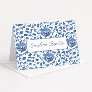 Tarjeta De Agradecimiento Chinoiserie Chic Azul y Blanco Bridal Shower