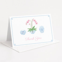 Tarjeta De Agradecimiento Chinoiserie Chic Baño de Novia de Orquídea Rosa