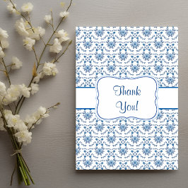 Tarjeta De Agradecimiento Chinoiserie Delft Blue Pattern・Boda personalizada