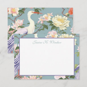 Tarjeta De Agradecimiento Chinoiserie Floral Jade Garza Personalizada