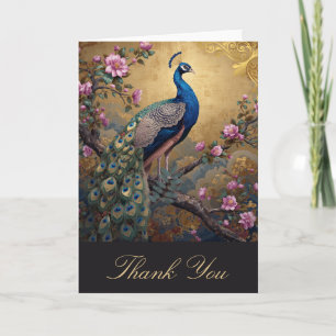 Tarjeta de agradecimiento Chinoiserie Pavo Real