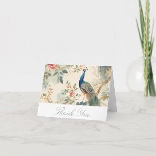Tarjeta de agradecimiento Chinoiserie Peacock