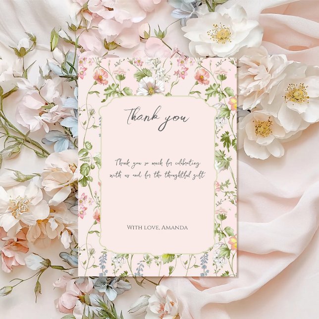 Tarjeta De Agradecimiento Chinoiserie rosa Floral Baby Shower (Subido por el creador)