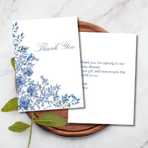 Tarjeta De Agradecimiento Chinoiserie Toile Azul Fiesta de Bebé