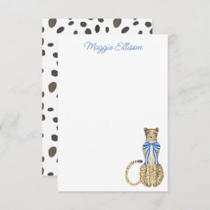 Tarjeta De Agradecimiento Chinoiserie Watercolor Bow Cheetah Note Cards