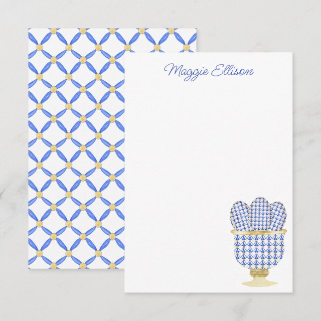 Tarjeta De Agradecimiento Chinoiserie Watercolor Moda Eggs (Anverso / Reverso)