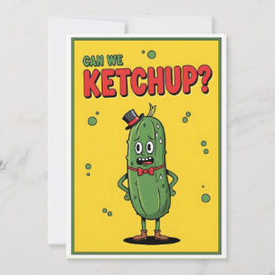 Tarjeta De Agradecimiento Chiste de pepinillo lindo ¿Podemos ketchup? Alegre