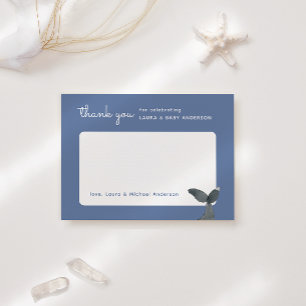 Tarjeta De Agradecimiento Chocolate de ballena azul para baby shower