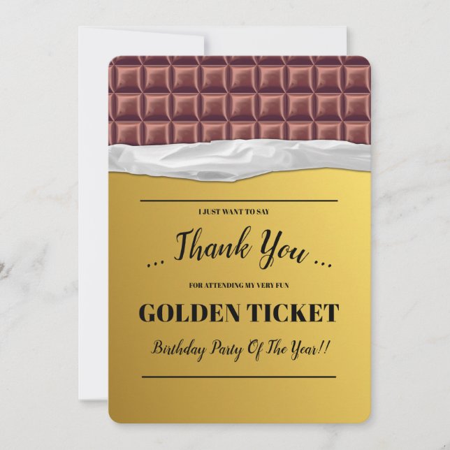Tarjeta De Agradecimiento Chocolate Golden Ticket personalizado (Anverso)