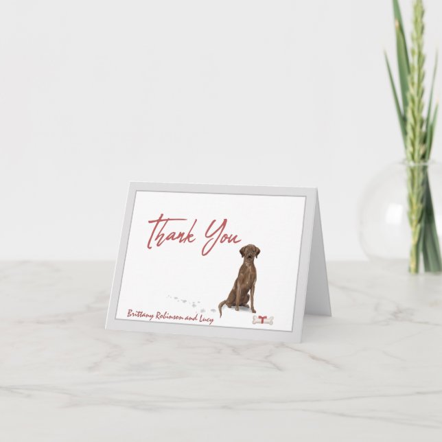 Tarjeta De Agradecimiento Chocolate Labrador Recuperador Perro Personalizado (Anverso)