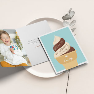 Tarjeta De Agradecimiento Chocolate Vainilla Helado Niñera Swirl Cumpleaños