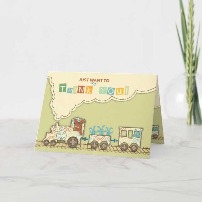 Tarjeta De Agradecimiento Choo Choo Train Gracias (Anverso)