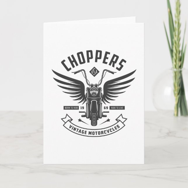 Tarjeta De Agradecimiento Choppers Motocicletas Vintage (Anverso)