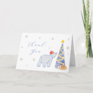 Tarjeta De Agradecimiento Chorrada de Invierno Santa Oso Polar Baby Shower 