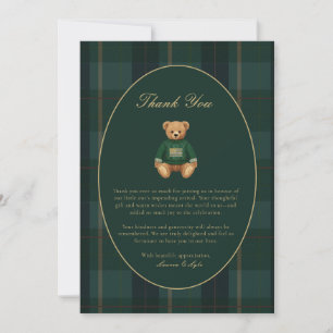 Tarjeta De Agradecimiento Chorreada Clásica Oscura de Plaid Inspirada en Lau