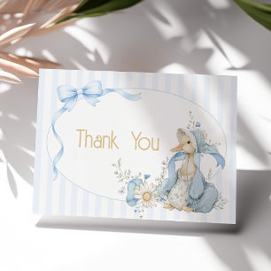 Tarjeta De Agradecimiento Chorreada de Bebé Niña Azul Pastel Silly Goose Vin