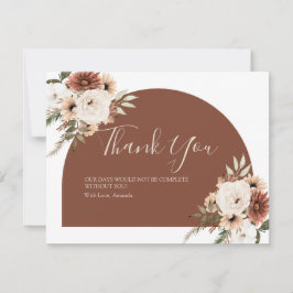 Tarjeta De Agradecimiento Chorreada de Boho Terracota Blanca Baby Shower