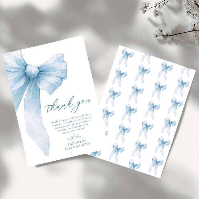 Tarjeta De Agradecimiento Chorreada de Cumpleaños de Boda Azul Coquette (Subido por el creador)