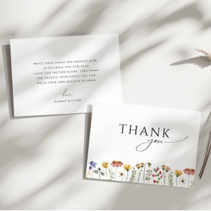 Tarjeta De Agradecimiento Chorreada de flores silvestres coloridas para baby