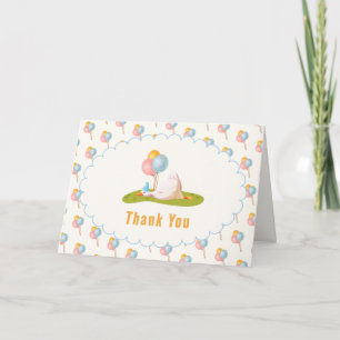 Tarjeta De Agradecimiento Chorreada de globos de colores para bebé Preppy