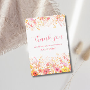 Tarjeta De Agradecimiento Chorreada Floral Flor de Bebé 