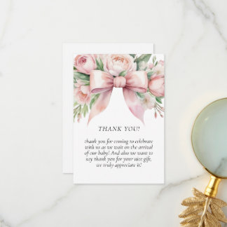 Tarjeta De Agradecimiento Chorreada Floral Rosa Pálido para Baby Shower