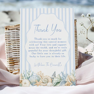 Tarjeta De Agradecimiento Chorreado al Agua Bajo El Mar Azul Baby Shower