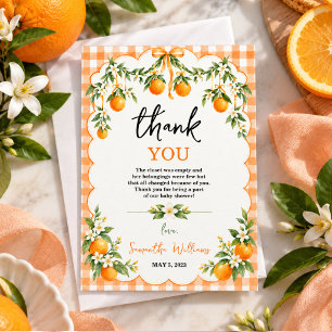 Tarjeta De Agradecimiento Chorreado al agua naranja Citrus Little Cutie baby
