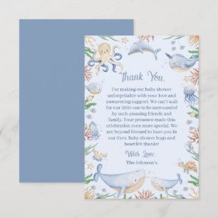 Tarjeta De Agradecimiento Chorreado de Acuarela Bajo el Mar Baby Shower