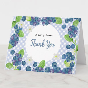 Tarjeta De Agradecimiento Chorreado de Acuarela Bayas Dulces Azul Shower de 