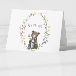 Tarjeta De Agradecimiento Chorreado de animales del bosque rústico Oso Aquar